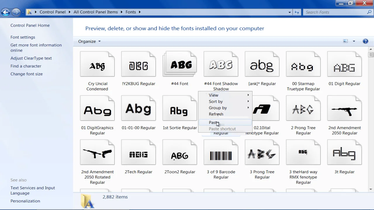 install fonts on windows 7 Step4